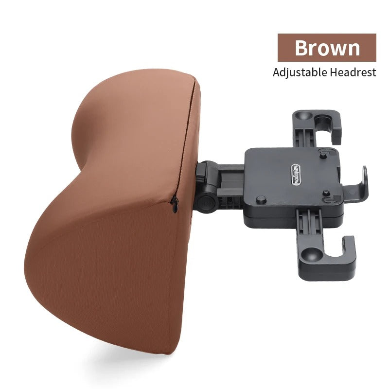 Six-Way Adjustable U-Shaped Memory Cotton Car Headrest - Delicate Leather
