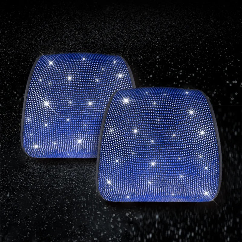 1PC Bling Car Seat Headrest Cover – Rhinestone Plush Headrest Cushion Protector Universal Auto Interior Accessory - Delicate Leather
