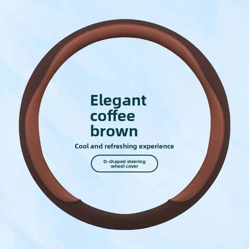 Breathable 38cm Steering Wheel Cover – Universal Non-Slip Car Handle Protector, Suitable for Most 15in Steering Wheels - Delicate Leather