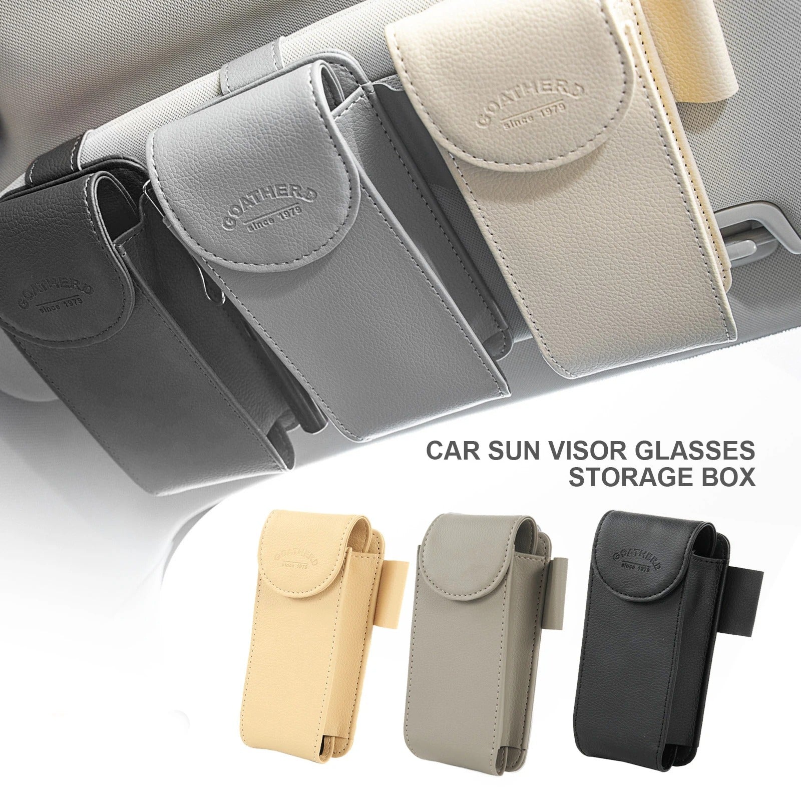 PU Leather Car Sun Visor Point Pocket Organizer Bag Card Glasses Storage Holder Car-styling IC Card Holder Sunshade Bag - Delicate Leather
