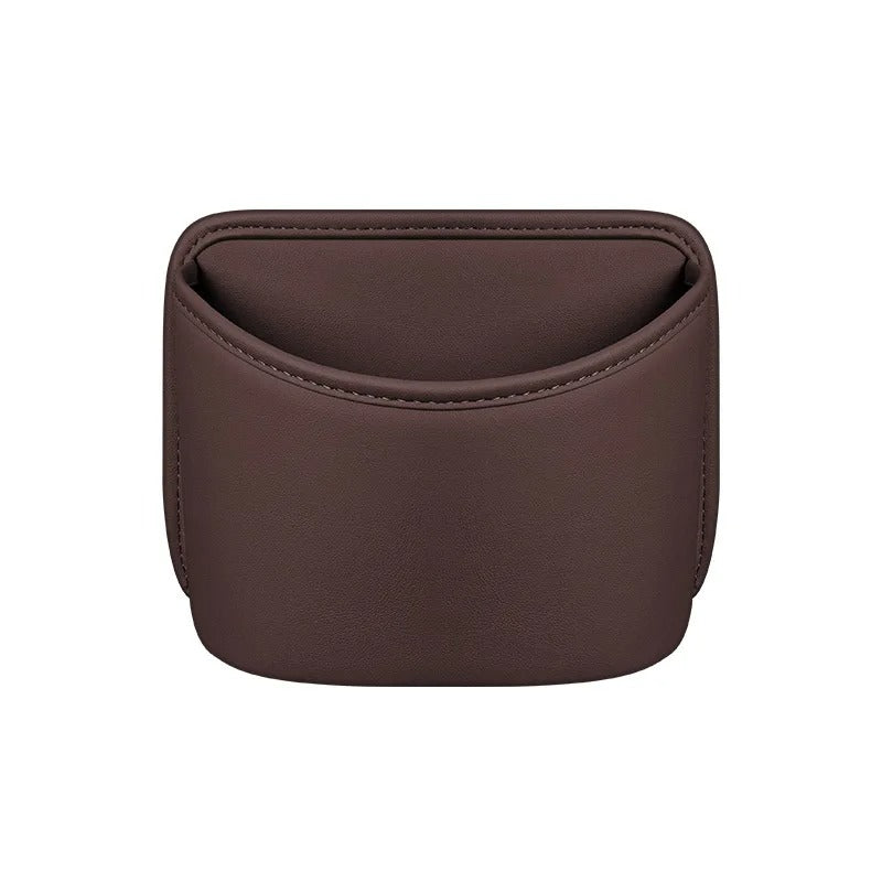 Multifunctional Car Trash Can with Rolling Cover – Seat Back Cup Holder & Door Storage Organizer, PVC Material, Universal Fit - Delicate Leather