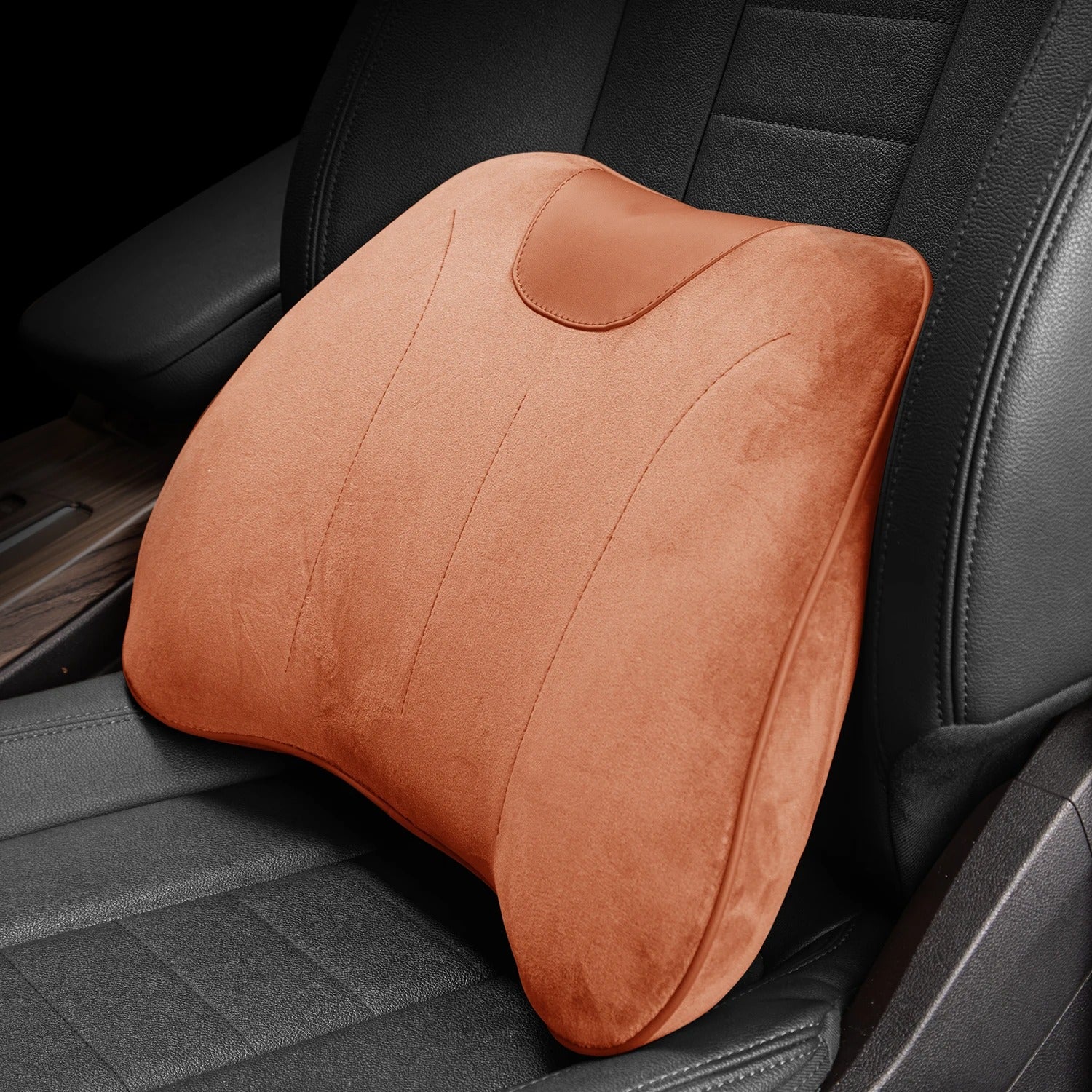 Premium Car Lumbar Support Cushion – Ergonomic Backrest Pillow for Vehicle Seats - Delicate Leather
