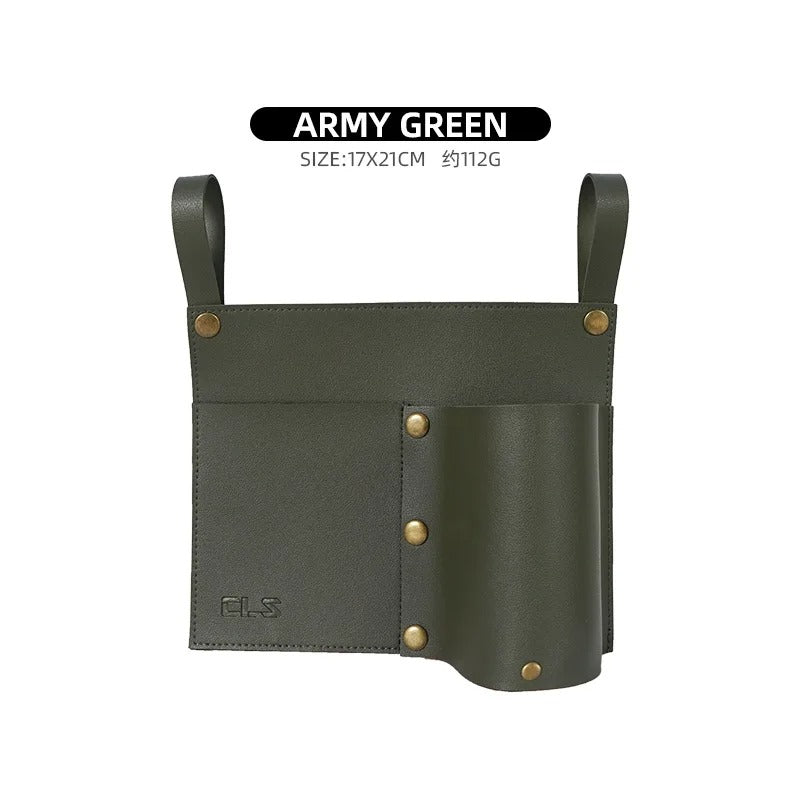 Portable Leather Hanging Storage Bag - Outdoor Camping Chair & Folding Table Organizer - Delicate Leather