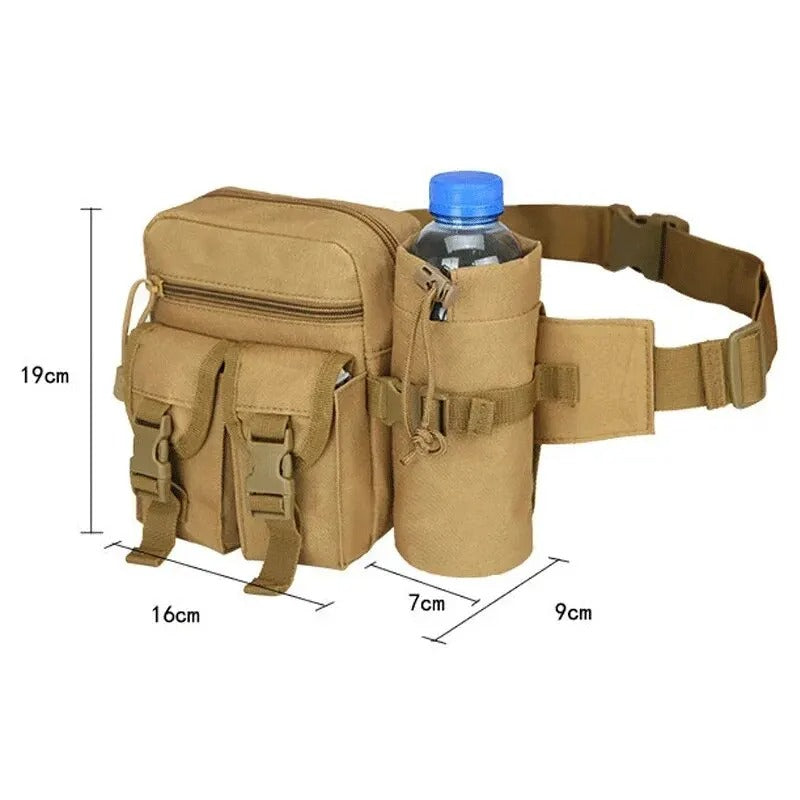 Tactical Men Waist Pack Nylon Hiking Water Bottle Phone Pouch Outdoor Sports Hunting Climbing Camping Belt Bag - Delicate Leather