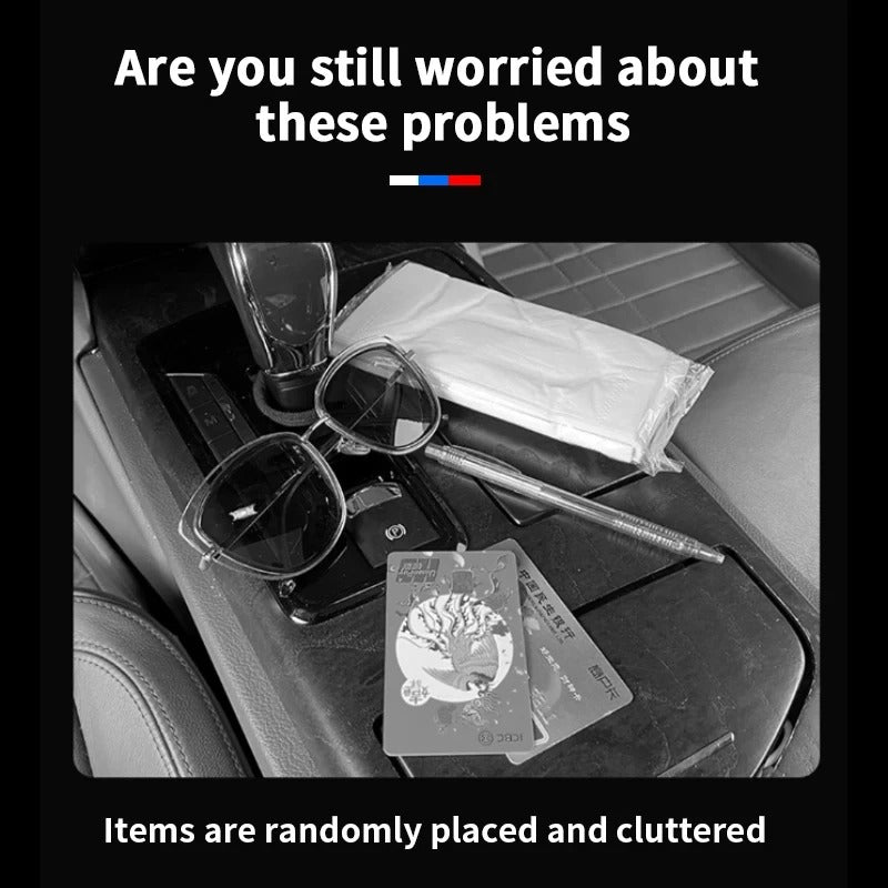 4-In-1 Sun Visor Car Glasses Clip Multi-Functional Storage Box - Delicate Leather