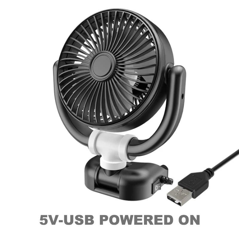 5/12/24V Car Fan Cooling Car Fan 2 Speed USB 360 Degree Adjustable Dual Head Electric Car Cooler for Truck Home Office - Delicate Leather