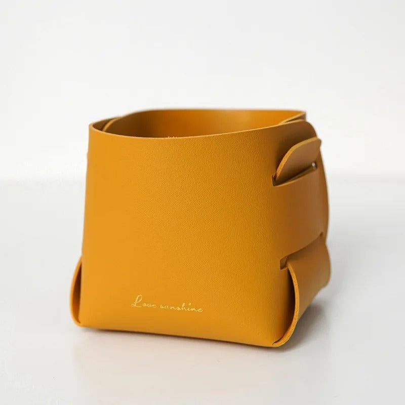 Nordic PU Storage Tray Porch Key Leather Storage Box - Delicate Leather