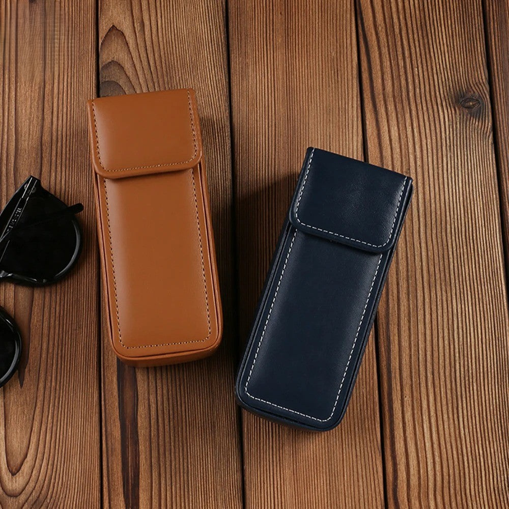 High-Quality Large Capacity Soft Leather Flap Glasses Case, Myopia Glasses, Sunglasses Box, Portable Travel Glasses Storage Box