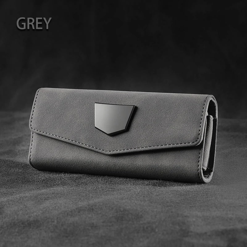 Car Glasses Holder - Sun Visor Case Storage Box - Delicate Leather