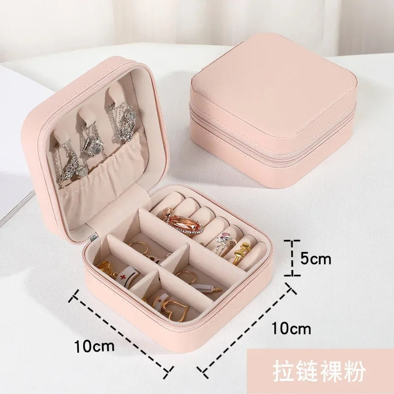 Jewelry Storage Box Portable Jewelry Organizer for Earrings, Necklaces, Rings - Leather Storage Box