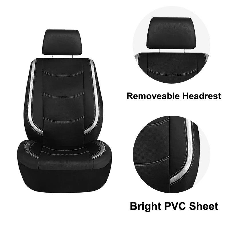 Universal Car Seat Covers Full Set – Waterproof Artificial Leather with Bright PVC, Easy Installation, Interior Car Seat Protector for All Seasons - Delicate Leather