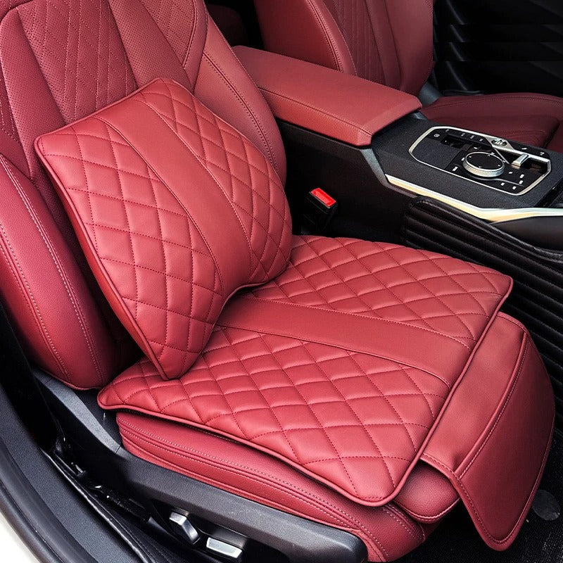 Car Lumbar Support Pillow – Memory Foam Cushion for Lower Back Comfort - Delicate Leather