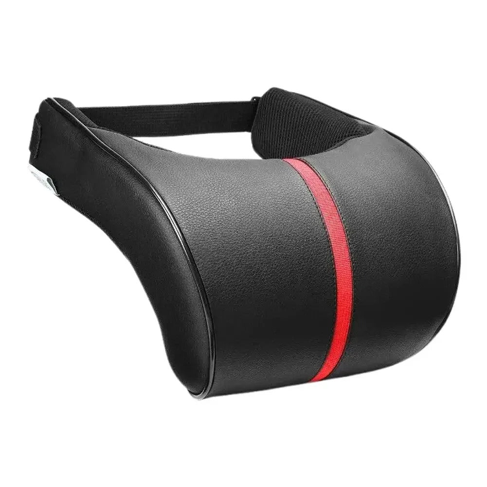 Adjustable Memory Foam Car Headrest & Lumbar Cushion Set – Leather Neck & Back Support Pillow - Delicate Leather