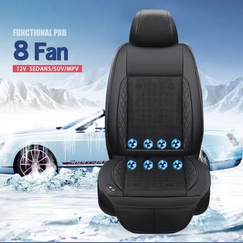 12V Car Cooling Seat Cushion with Built-in Fans – Ventilated Summer Seat Cover with Heat Dissipation and Massage Function - Delicate Leather