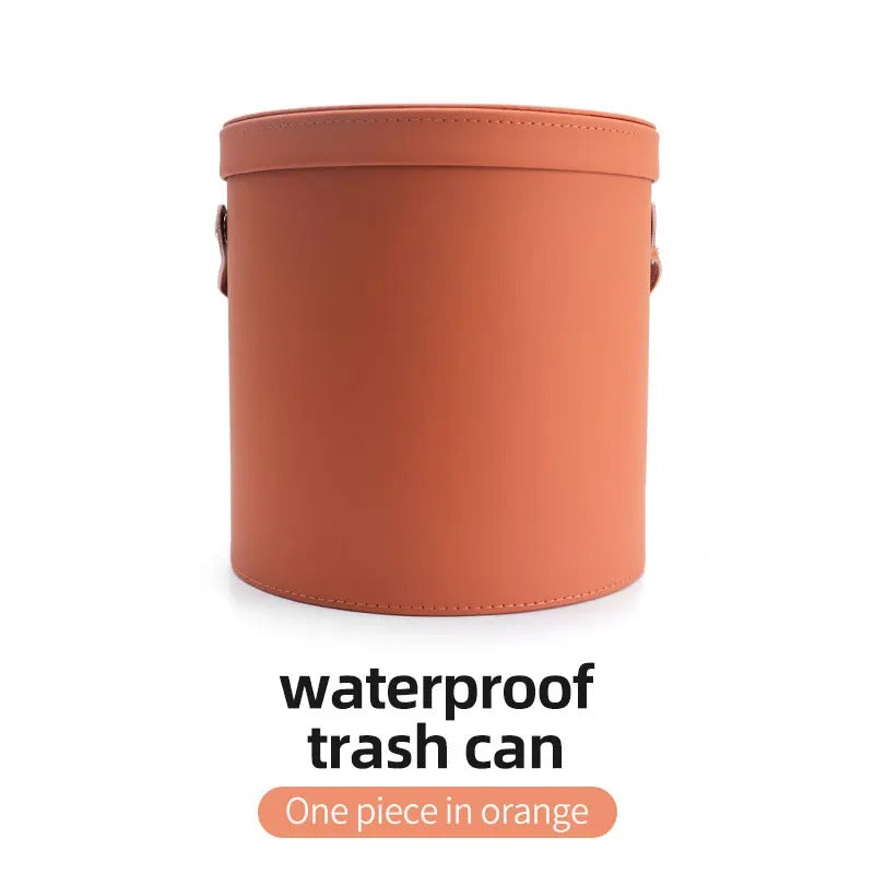 Waterproof Car Trash Can Organizer – Portable Round Waste Basket with Lid, Gift For Mother's Day 2025