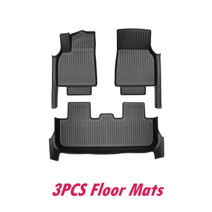 TPE Floor Liners for Tesla Model Y Juniper 2025 – Full Set with Door Sill Protectors, Front Rear Cargo Mats - Delicate Leather
