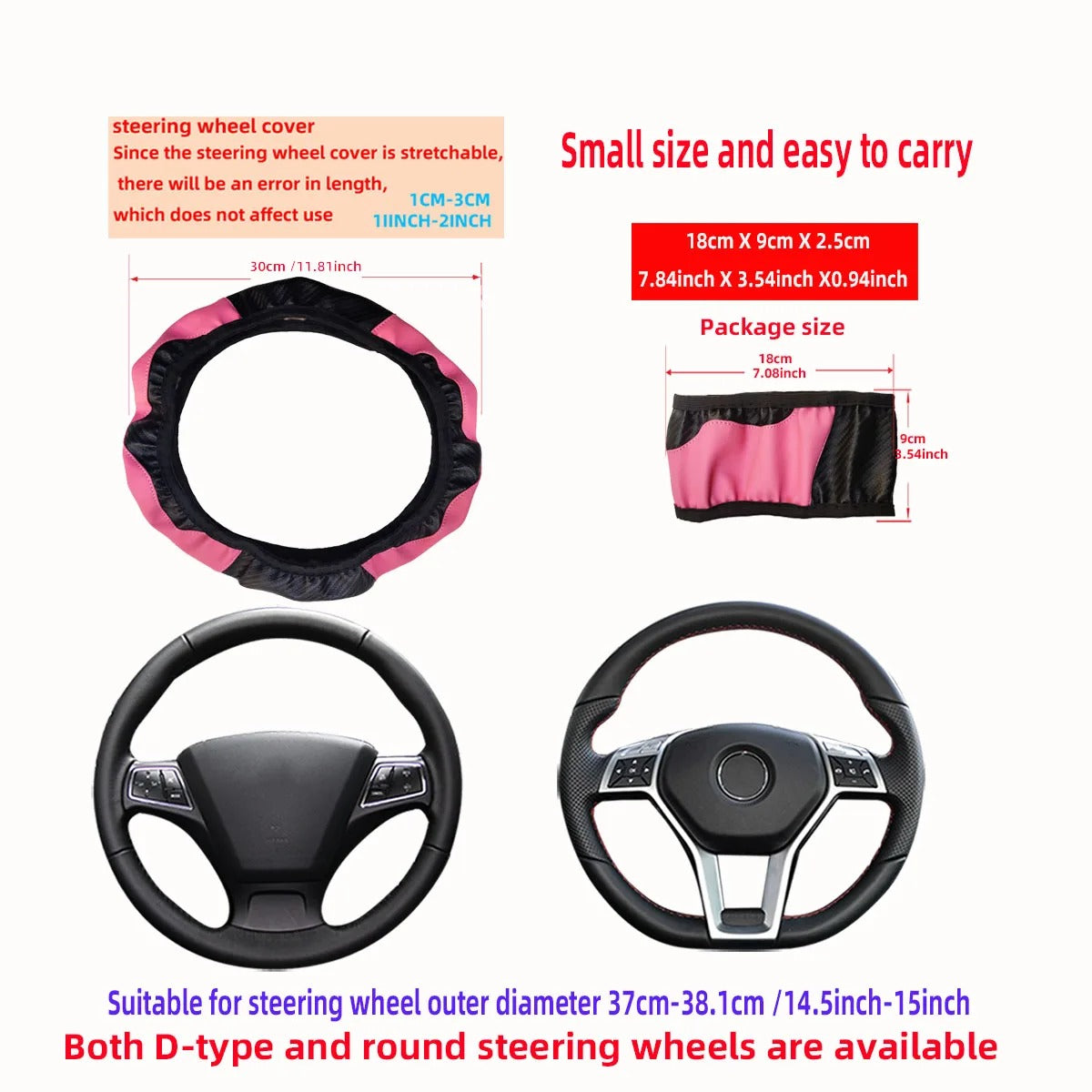 PU Carbon Fiber Steering Wheel Cover – Fits 14.5 to 15 Inch Wheels - Delicate Leather