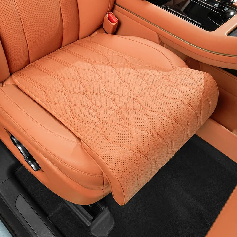 Extended Car Seat Cushion – Universal Nappa Leather-Style Four-Season Seat Pad - Delicate Leather