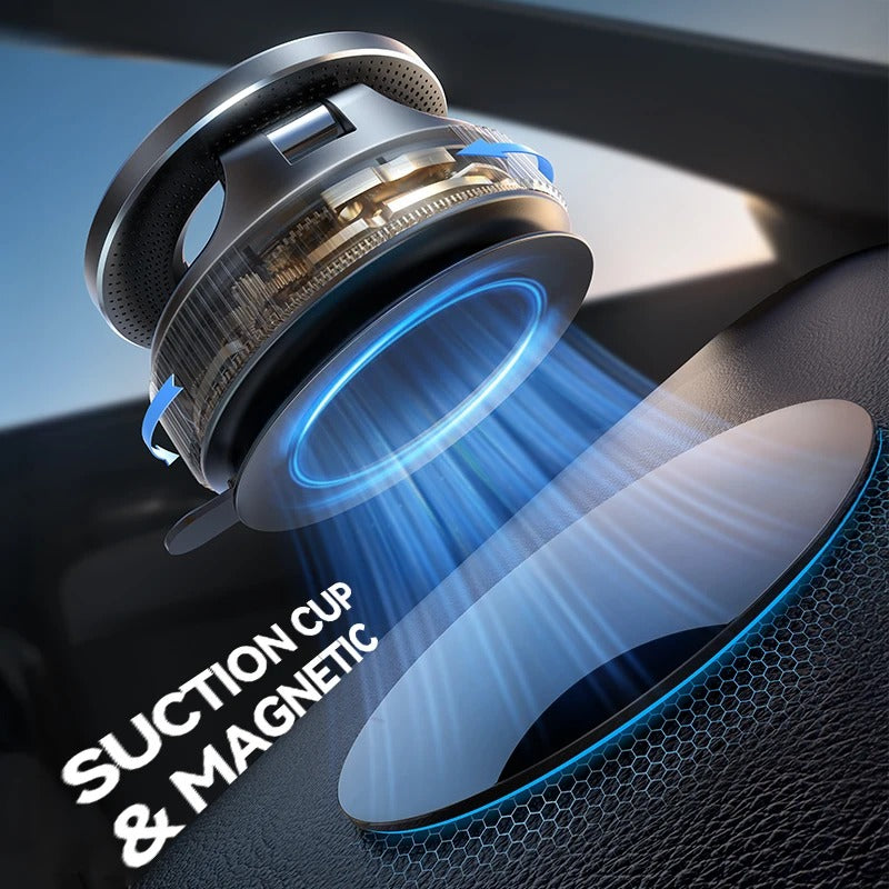 Magnetic Car Phone Holder – 360° Rotatable Suction Cup Mount for Windshield & Dashboard (4.7"–7.0") - Delicate Leather