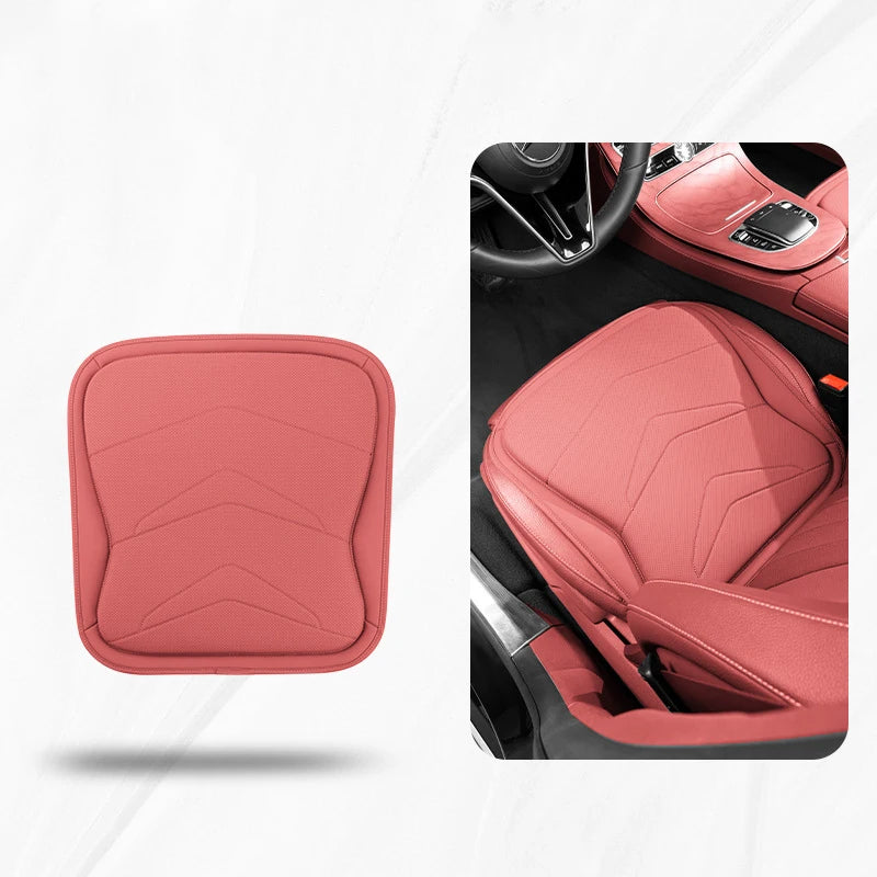 Nappa Leather Seat Cushion & Lumbar Support – Breathable Non-Slip Car Interior Pad - Delicate Leather