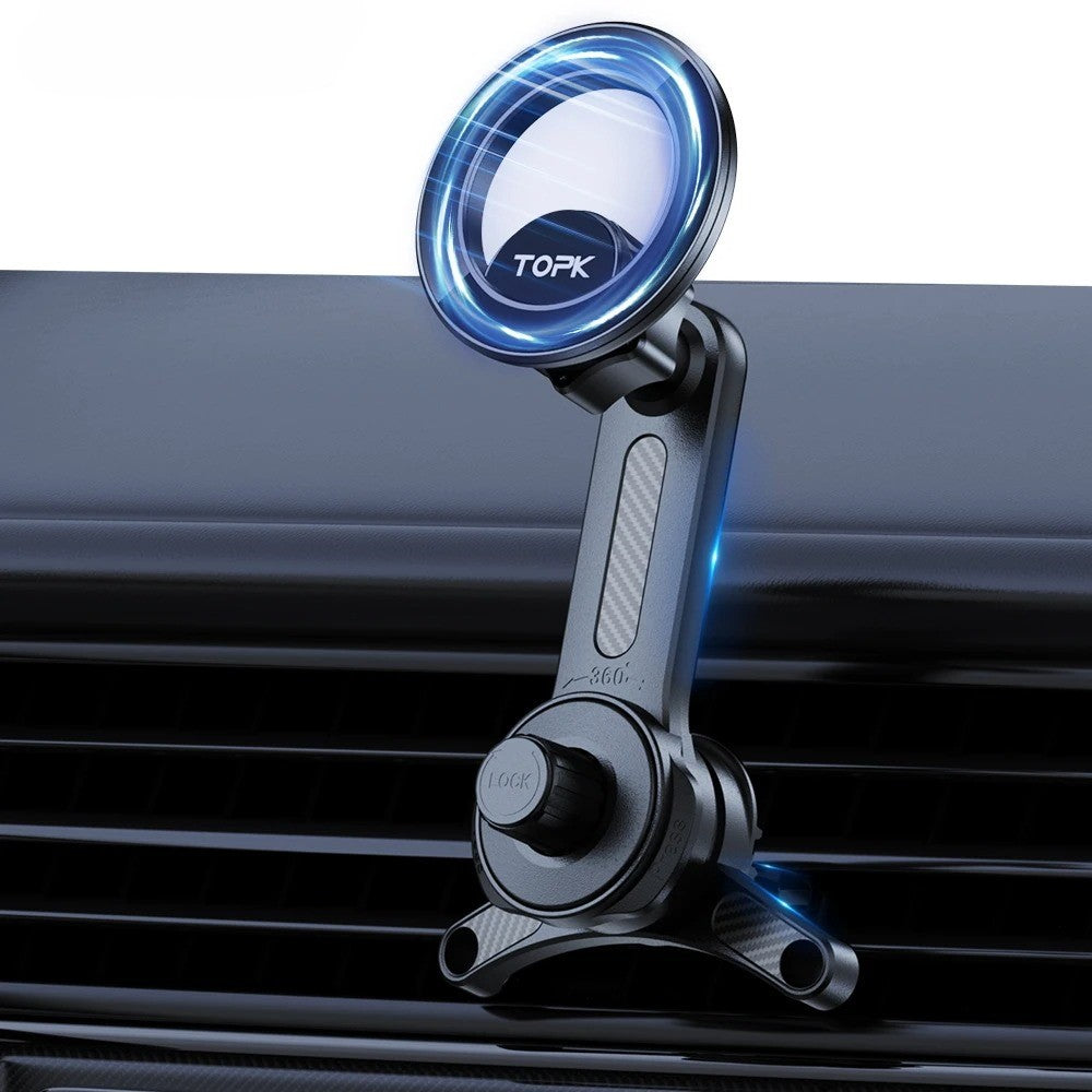 Car Phone Holder - Strong Magnetic Air Vent Mount for iPhone 15/14/13/12 Series - Delicate Leather