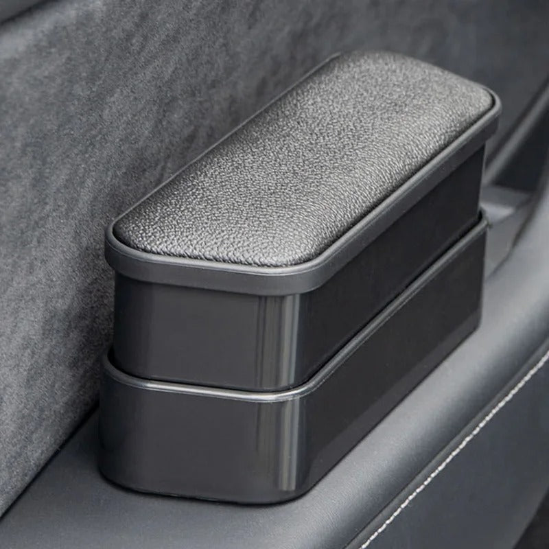 Universal Car Armrest Door Storage Box – Adjustable Elbow Rest Pad with Organizer Compartment - Delicate Leather