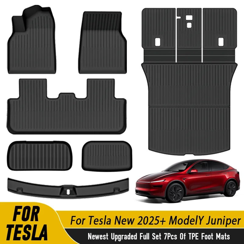Full Set TPE Floor Mats for Tesla Model Y Juniper 2025+ – Waterproof, Anti-Slip Car Interior Accessories - Delicate Leather