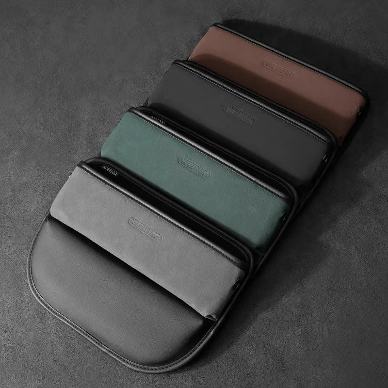 Car Seat Gap Organizer – Leather & Suede Storage Box for Front Seat - Delicate Leather