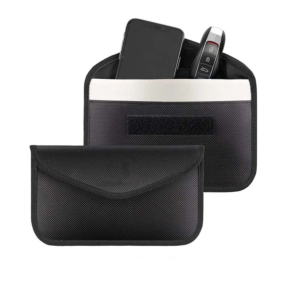 Faraday Bags for Car Keys and Cell Phone, Signal Blocking Key Pouch, Anti Theft Car Protection, Cell Phone WiFi/GSM/LTE/NFC/RFID/Keyless Entry Fob Signal Blocking Pouch, 2 pack - Delicate Leather