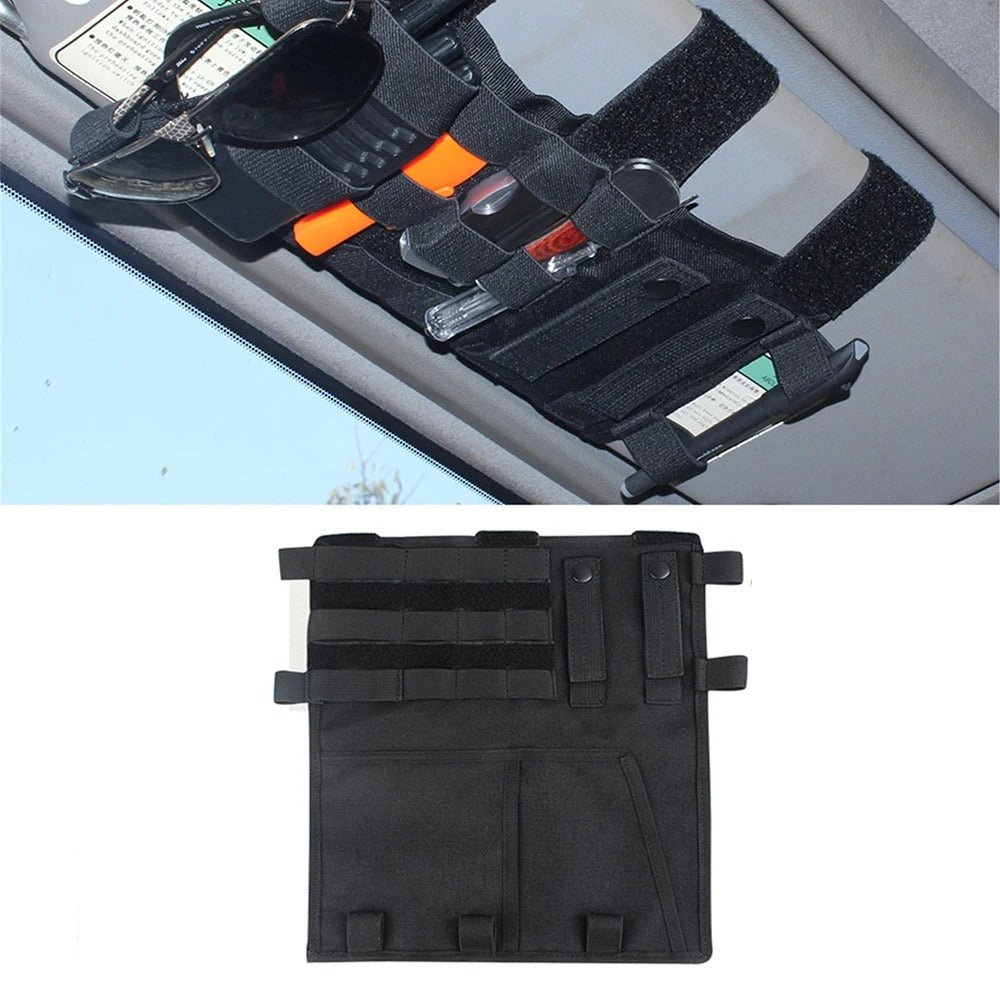 Tactical Sun Visor Organizer for Car SUV Universal Accessories - Delicate Leather