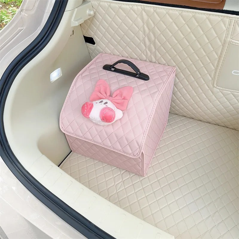 Cute Car Trunk Organizer for Women – Foldable, Versatile & Stylish Storage Solution, Gift For Mother's Day 2025 - Delicate Leather