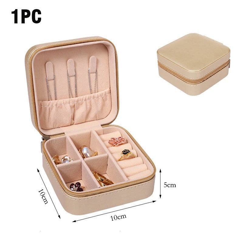 Double Layer PU Leather Portable Travel Jewelry Box - Storage Organizer Packaging Case for Earrings, Rings, Necklaces - Delicate Leather