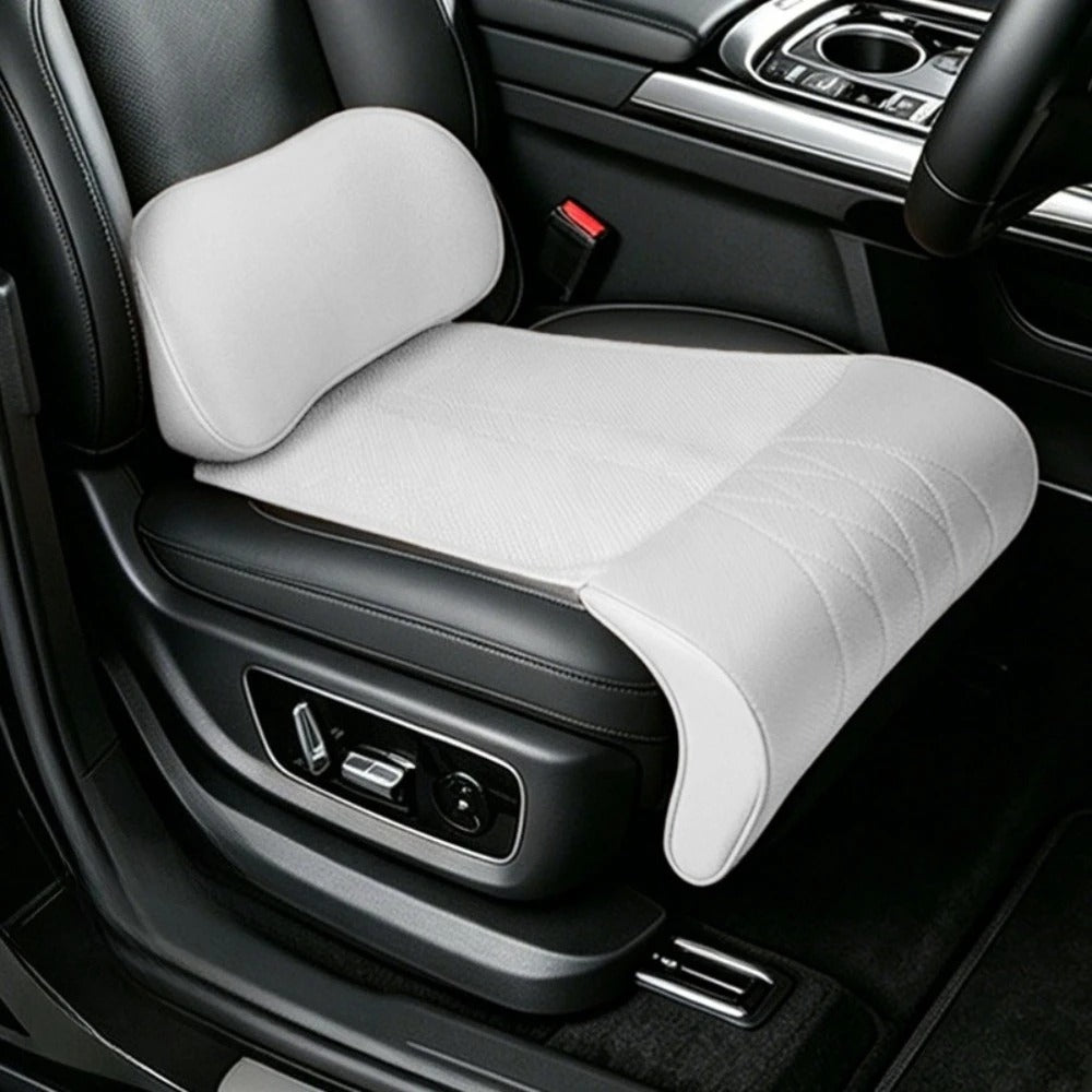 3-in-1 Universal Car Seat Cushion Set – Backrest, Seat Cushion & Leg Support - Delicate Leather