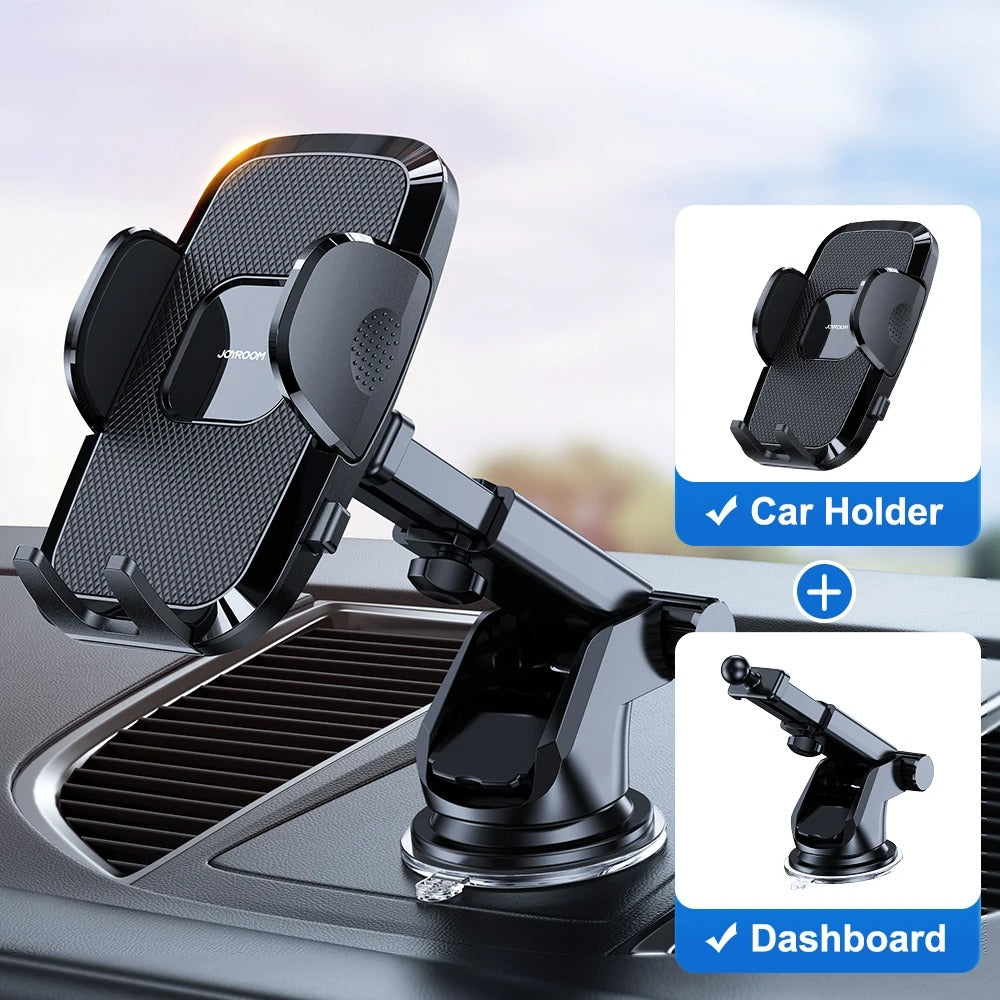 360° Dashboard Phone Holder for Car - 9in Flexible Long Arm, Universal Windshield & Air Vent Mount for All Mobile Phones - Delicate Leather