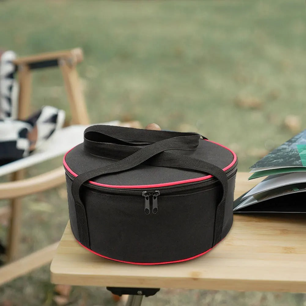 Portable Camping Storage Handbag - 600D Oxford Cloth Anti-Collision Cookware Utensils Organizer - Delicate Leather