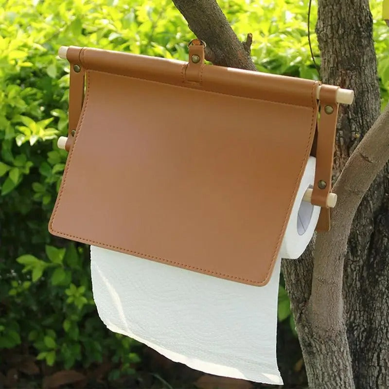 Camping Tissue Storage Box - Outdoor Household Leather Storage Bag for Dining and Travelling - Delicate Leather