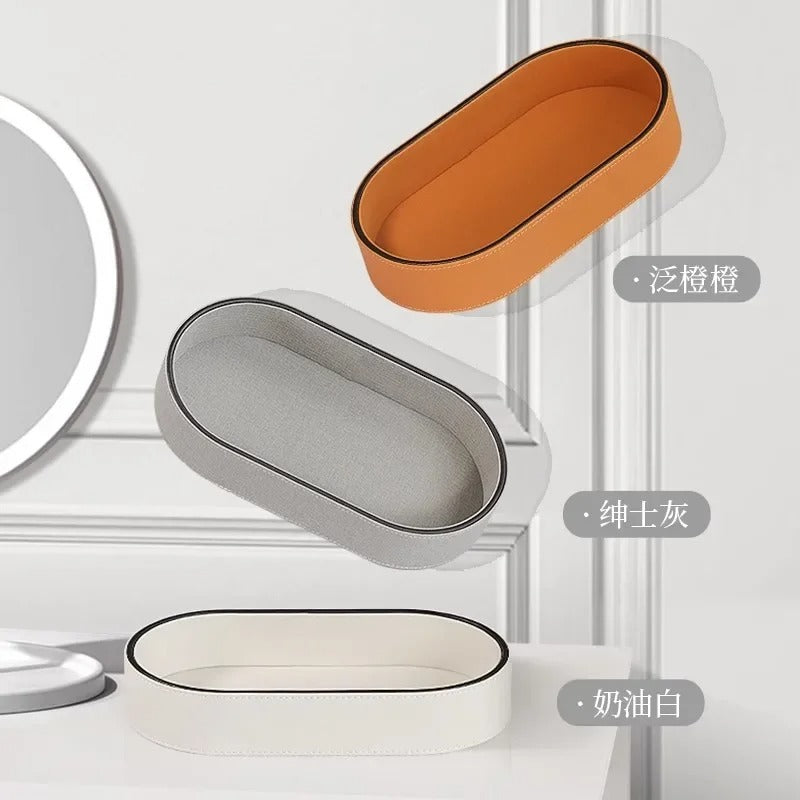 Entrance Key Storage Box - Decorative Leather Tray for Desktop, End Table, and Entry Door - Delicate Leather