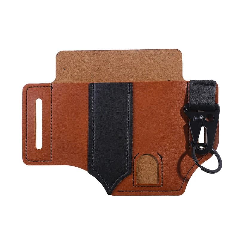 Tactical Multi-Tool Belt Leather Bag - Portable Tool Storage Holster for Outdoor Camping, Hunting, and EDC - Delicate Leather