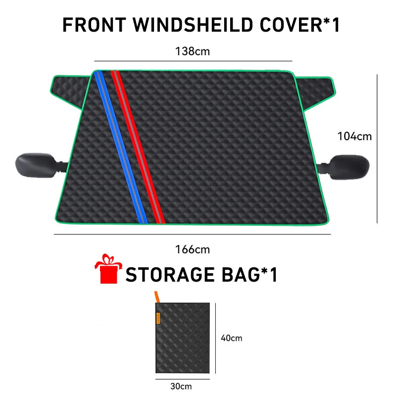 Car Snow & Ice Cover Protector – Thickened Front/Rear Windshield Frost Guard, Winter Sunshade Exterior Accessory - Delicate Leather