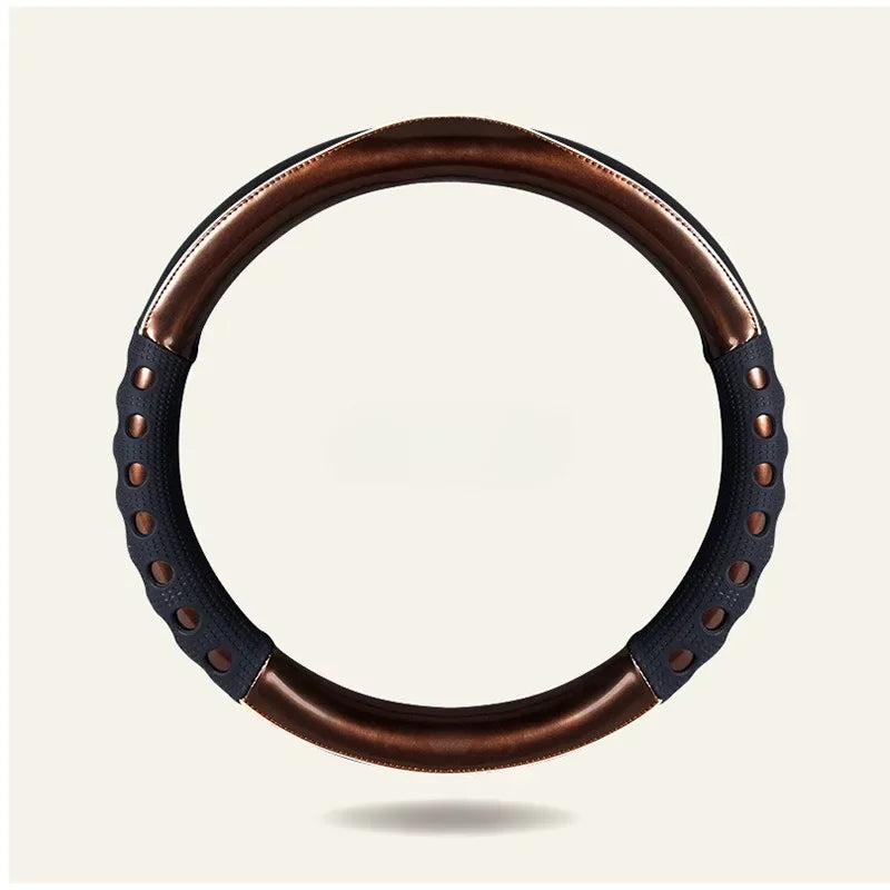 High-Quality PU Leather Steering Wheel Cover – 38CM Universal Fit, Dazzle Color Car Steering Wheel Protector, Anti-Slip Grip for All Seasons - Delicate Leather