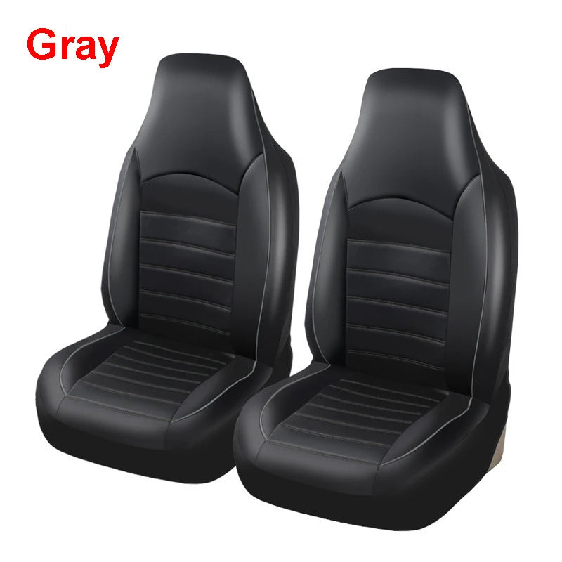 2-Pack Universal PU Leather High-Back Car Seat Covers – Front Bucket Style for Most Cars, SUVs, Trucks, and Vans - Delicate Leather