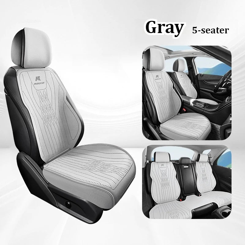 Premium Perforated Suede Car Seat Covers – Custom Fit, Full Wrapping, Multi-Model - Delicate Leather