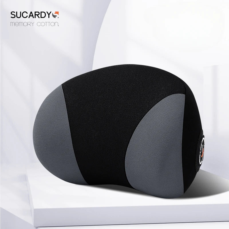 Memory Foam Car Headrest & Lumbar Pillow, Neck and Back Support Cushion, Universal for Car, Office, and Home - Delicate Leather