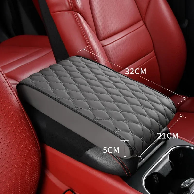 PU Leather Car Armrest Box Cover with Memory Foam – Ergonomic Center Console Armrest Cushion with Storage Pocket - Delicate Leather