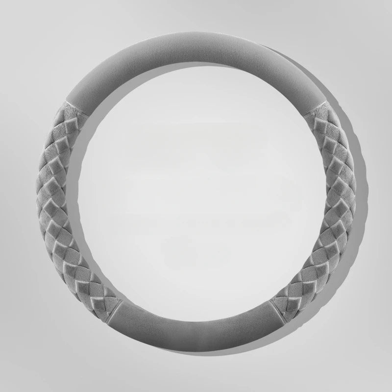 Fuzzy Steering Wheel Cover – Universal Winter Plush Anti-Slip Handle Protector - Delicate Leather