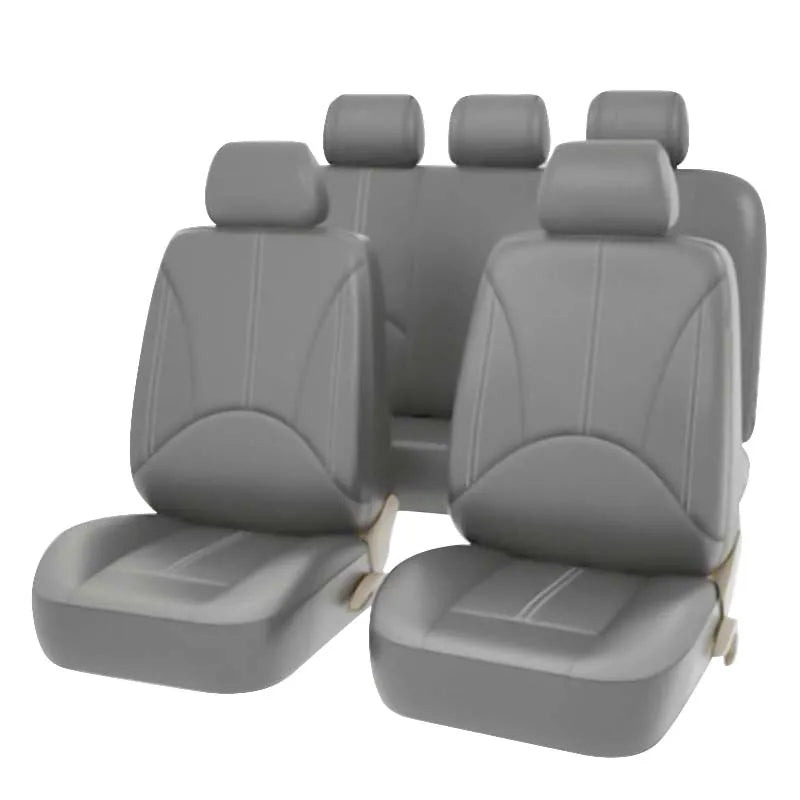 Full Set PU Leather Car Seat Covers – Universal Fit 5 Seats, Durable Interior Cushion Protector - Delicate Leather