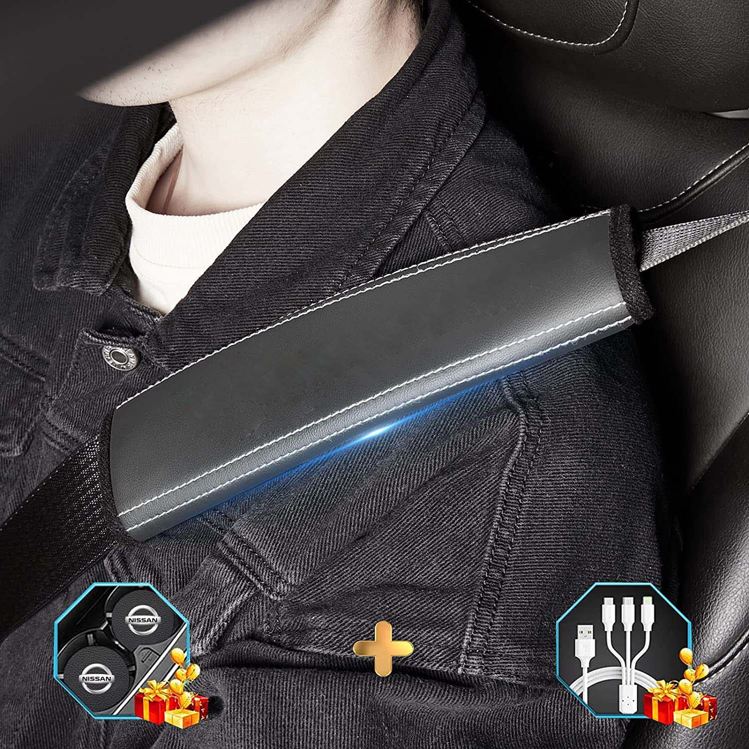 Car Seat Belt Covers (2PCS), Custom-Fit For Car, Microfiber Leather Seat Belt Shoulder Pads for More Comfortable Driving, Car Accessories DLHY238 - Delicate Leather