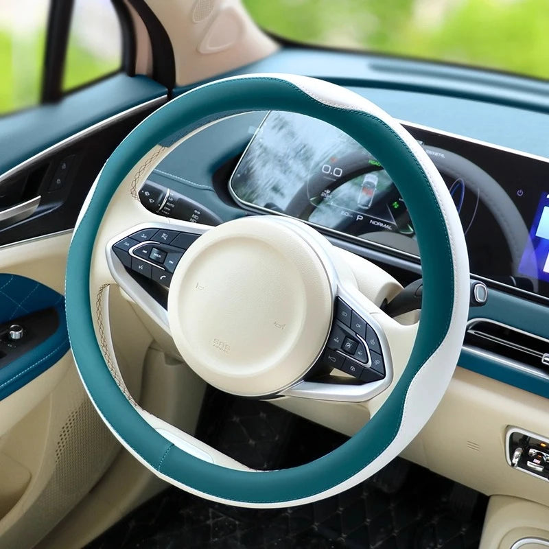 All-Season Leather Steering Wheel Cover for ORA Funky Cat – Non-Slip, Breathable Handle Cover for Interior Upgrade - Delicate Leather