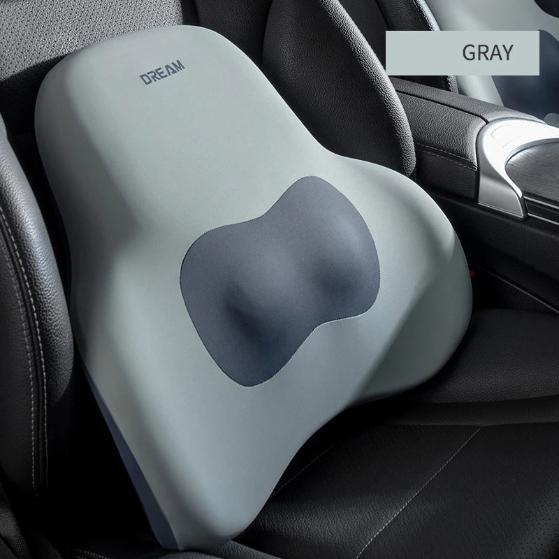 Memory Foam Car Neck & Lumbar Support Pillow – Adjustable Seat Headrest Cushion - Delicate Leather