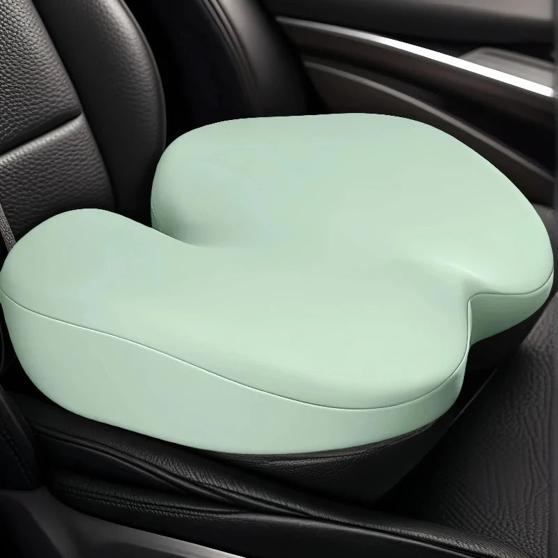 Memory Foam Car Seat Cushion – Non-Slip Seat Pad with Removable Cover - Delicate Leather